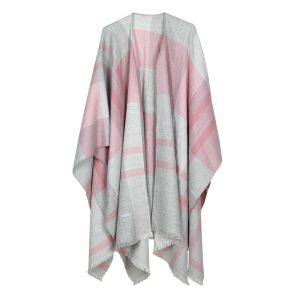 Ponczo z alpaki Chicama Rosa w odcieniu różu i szarości