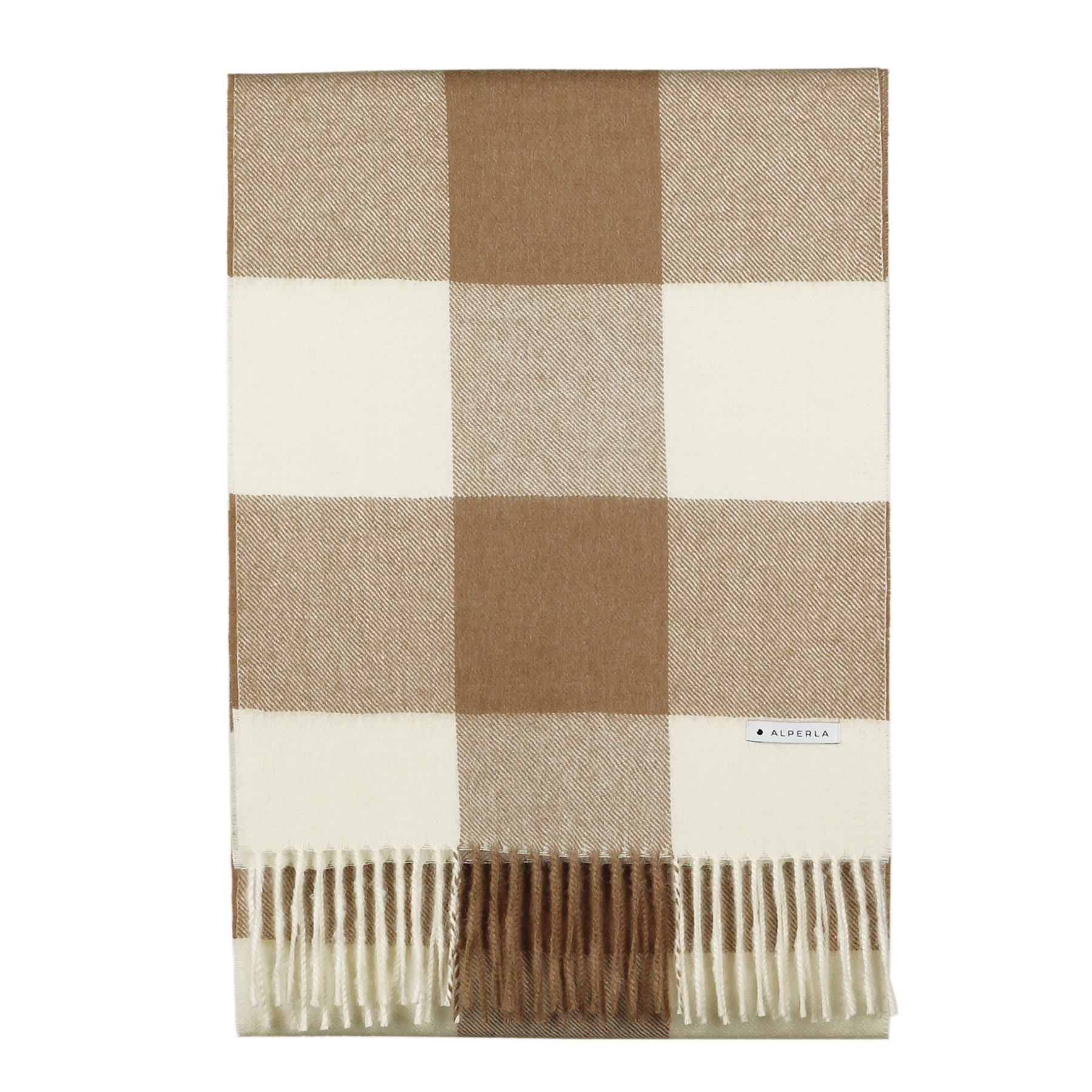 Szalik w kratkę z alpaki Carameleche 100% baby alpaca